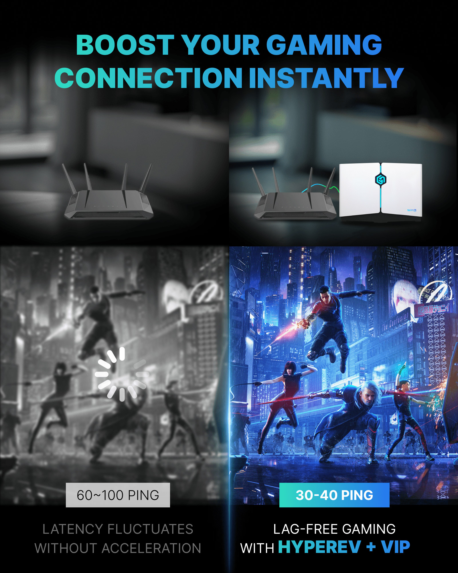 HYPEREV Wi - Fi 6 Gaming Router for PS5, PS4, XBOX, SWITCH, PC - GearUP Booster Shop