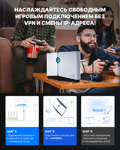 HYPEREV Wi Fi 6 Игровой маршрутизатор для PS5, PS4, XBOX, SWITCH, ПК